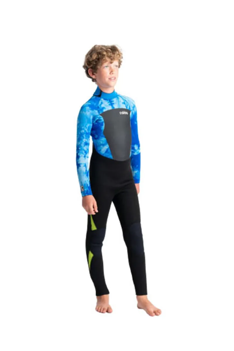 C-Skins Legend 4:3 Junior GBS Back Zip Full Wetsuit Black/Blue Tie/Lime-3